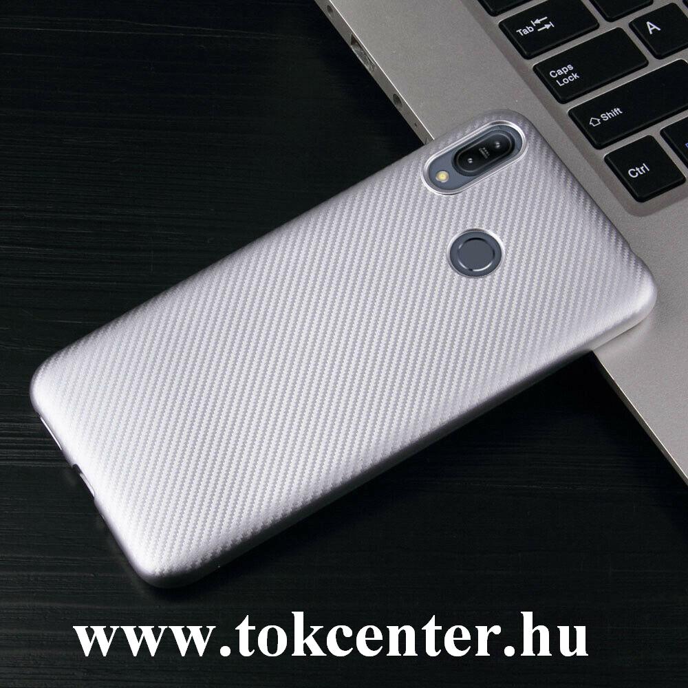 Samsung Galaxy A70 (SM-A705F) Szilikon telefonvédő (karbon minta) EZÜST