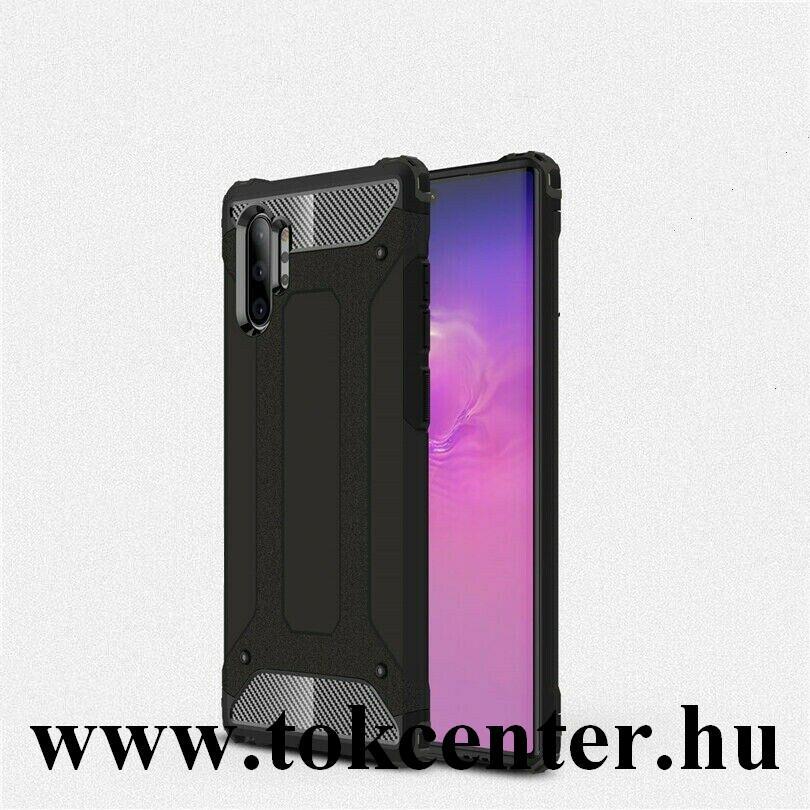 Samsung Galaxy Note 10 Plus (SM-N975F) Defender műanyag telefonvédő (közepesen ütésálló, légpárnás sarok, szilikon belső, fémhatás) FEKETE