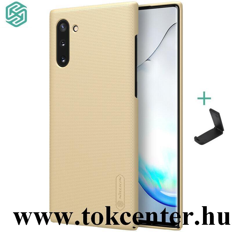 Samsung Galaxy Note 10 NILLKIN SUPER FROSTED műanyag telefonvédő (gumírozott, érdes felület + asztali tartó) ARANY