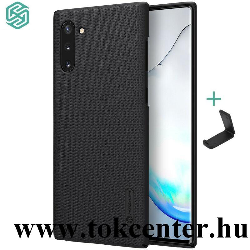 Samsung Galaxy Note 10 NILLKIN SUPER FROSTED műanyag telefonvédő (gumírozott, érdes felület + asztali tartó) FEKETE