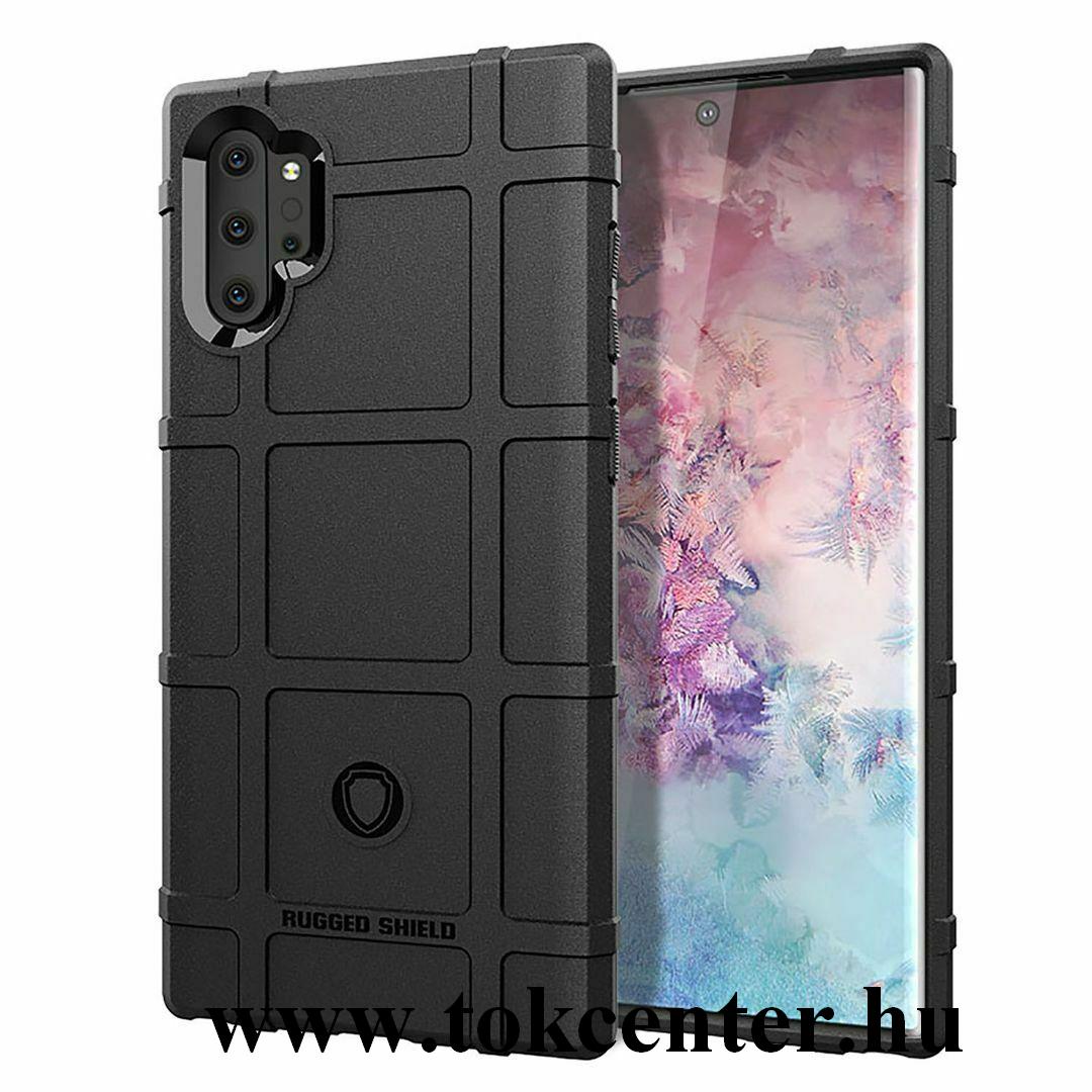 Samsung Galaxy Note 10 Plus (SM-N975F) Szilikon telefonvédő (közepesen ütésálló, négyzet minta) FEKETE