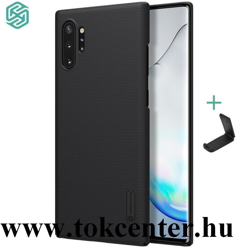 Samsung Galaxy Note 10 Plus NILLKIN SUPER FROSTED műanyag telefonvédő (gumírozott, érdes felület + asztali tartó) FEKETE