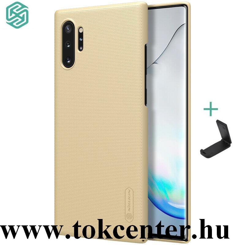 Samsung Galaxy Note 10 Plus NILLKIN SUPER FROSTED műanyag telefonvédő (gumírozott, érdes felület + asztali tartó) ARANY