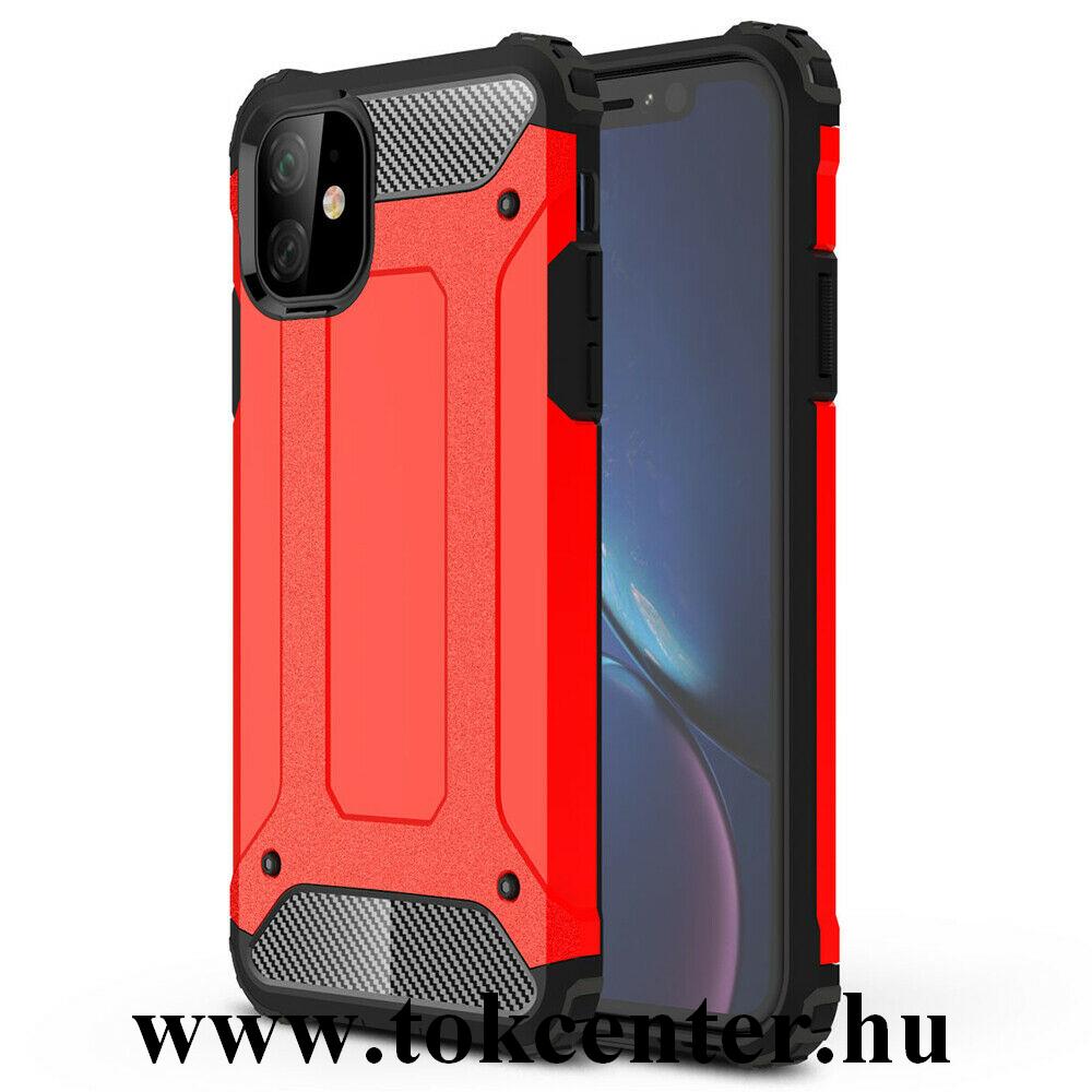 Apple iPhone 11 Defender műanyag telefonvédő (közepesen ütésálló, légpárnás sarok, szilikon belső, fémhatás) PIROS
