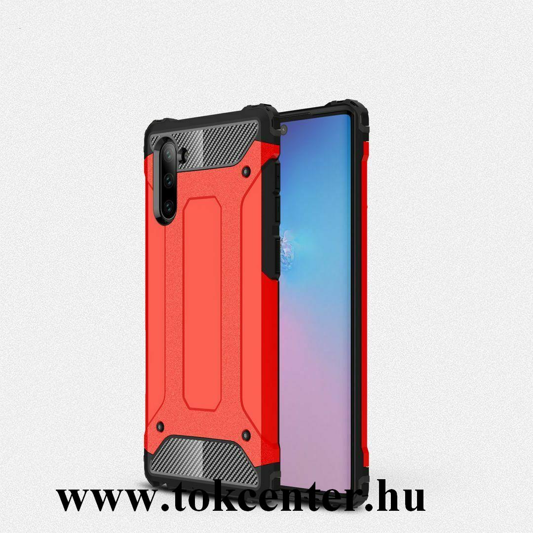 Samsung Galaxy Note 10 (SM-N970F) Defender műanyag telefonvédő (közepesen ütésálló, légpárnás sarok, szilikon belső, fémhatás) PIROS