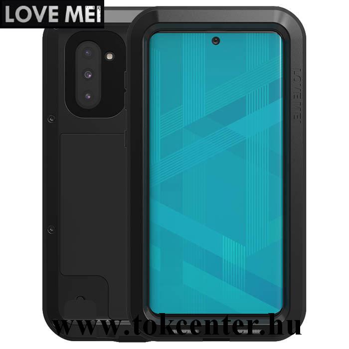 Samsung Galaxy Note 10 (SM-N970F) LOVE MEI Powerful defender telefonvédő gumi (ütésálló, Gorilla Glass üveg, fém keret) FEKETE