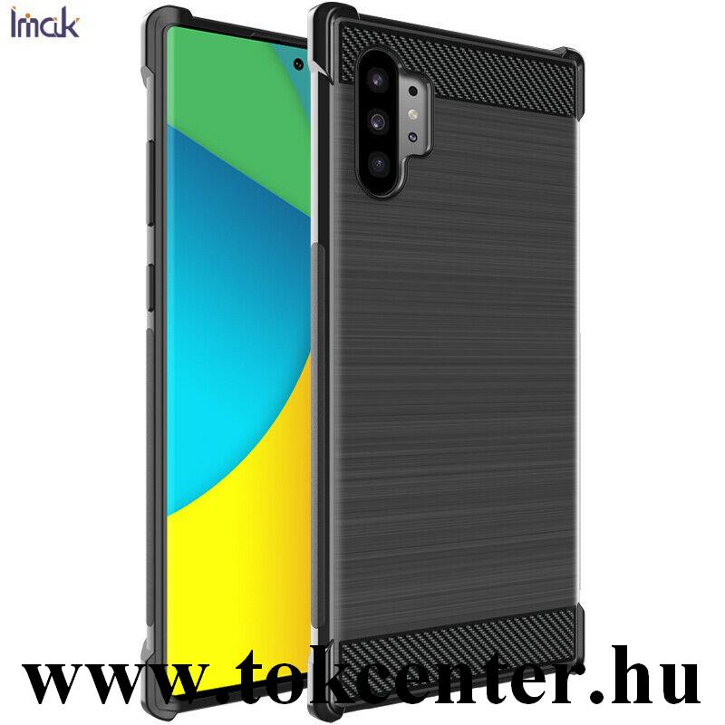 Samsung Galaxy Note 10 Plus (SM-N975F) IMAK VEGA szilikon telefonvédő (közepesen ütésálló, légpárnás sarok, szálcsiszolt, karbon minta) FEKETE