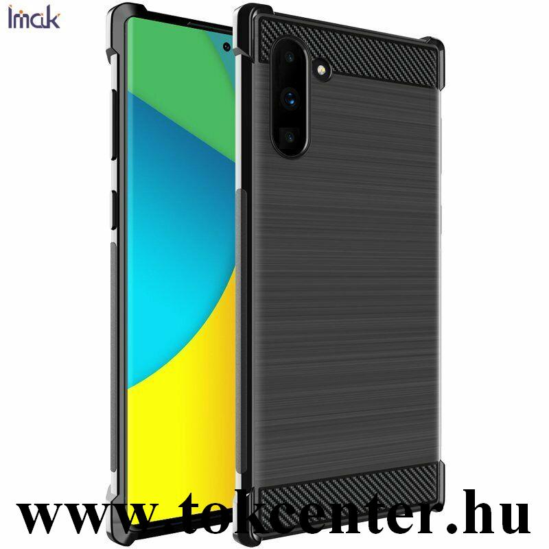 Samsung Galaxy Note 10 (SM-N970F) IMAK VEGA szilikon telefonvédő (közepesen ütésálló, légpárnás sarok, szálcsiszolt, karbon minta) FEKETE