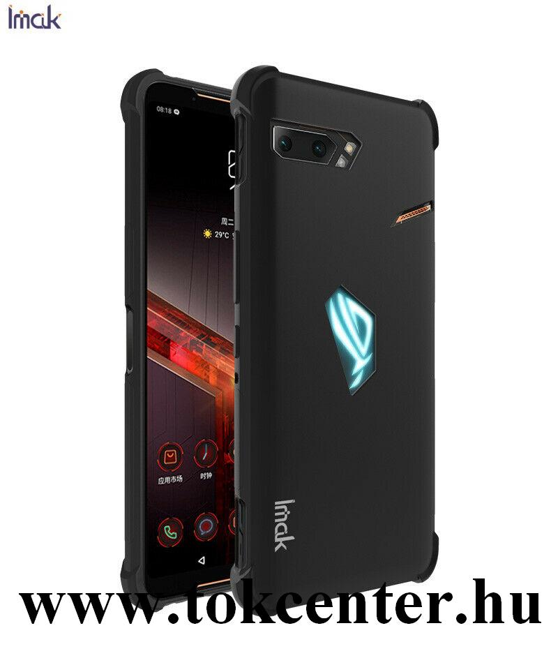 Asus ROG Phone 2 (ZS660KL) IMAK szilikon telefonvédő (közepesen ütésálló, légpárnás sarok + képernyővédő fólia) FEKETE