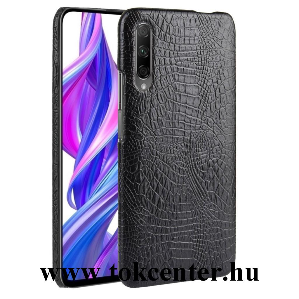 Honor 9X Műanyag telefonvédő (bőr hatású, krokodilbőr minta) FEKETE