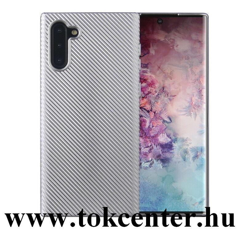 Samsung Galaxy Note 10 (SM-N970F) Szilikon telefonvédő (karbon minta) EZÜST