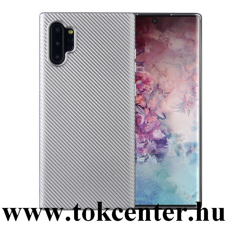 Samsung Galaxy Note 10 Plus (SM-N975F) Szilikon telefonvédő (karbon minta) EZÜST