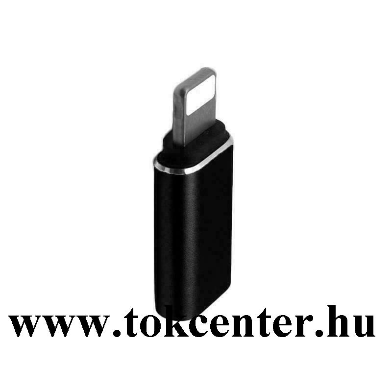 Adapter (lightning 8 pin / Type-C aljzat) FEKETE