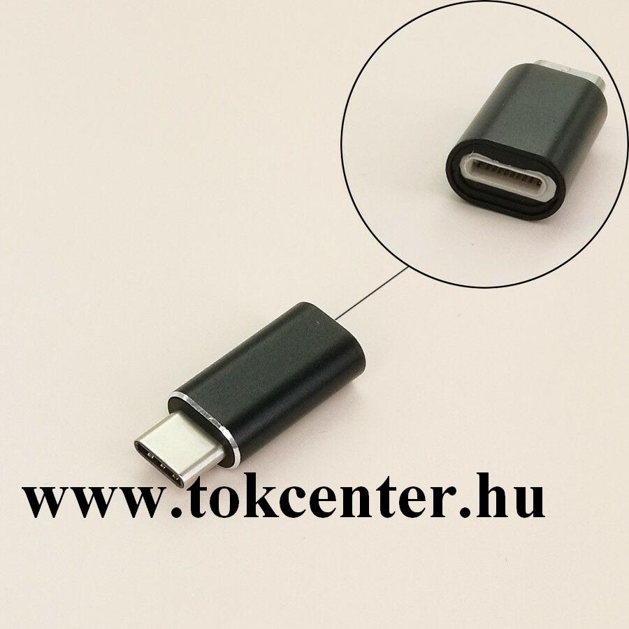 Adapter (Type-C / lightning 8 pin aljzat) FEKETE