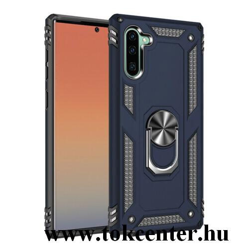 Samsung Galaxy Note 10 (SM-N970F) Defender műanyag telefonvédő (közepesen ütésálló, szilikon belső, telefontartó gyűrű, beépített fémlemez) KÉK