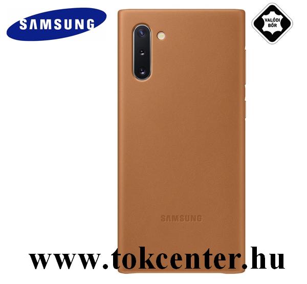 Samsung Galaxy Note 10 (SM-N970F) Műanyag telefonvédő (valódi bőr hátlap) BARNA (EF-VN970LAEG)