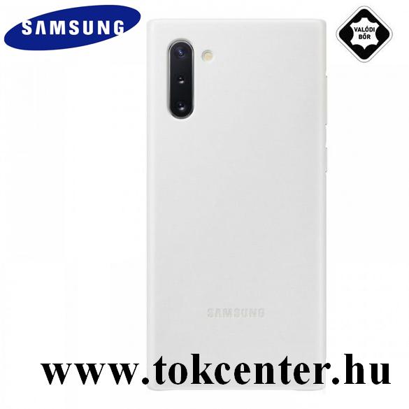 Samsung Galaxy Note 10 (SM-N970F) Műanyag telefonvédő (valódi bőr hátlap) FEHÉR (EF-VN970LWEG)