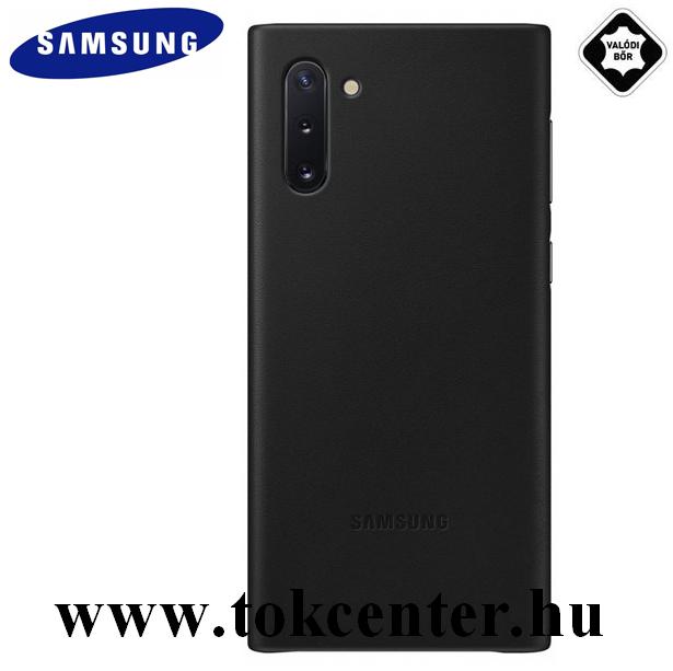 Samsung Galaxy Note 10 (SM-N970F) Műanyag telefonvédő (valódi bőr hátlap) FEKETE (EF-VN970LBEG)