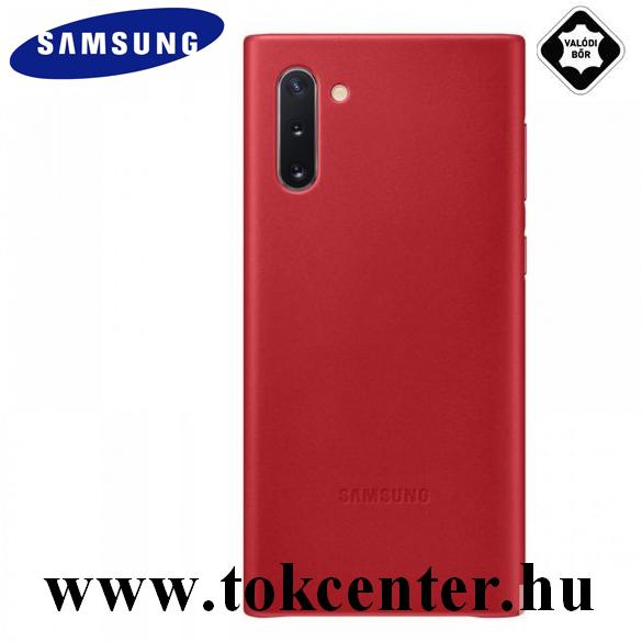 Samsung Galaxy Note 10 (SM-N970F) Műanyag telefonvédő (valódi bőr hátlap) PIROS (EF-VN970LREG)