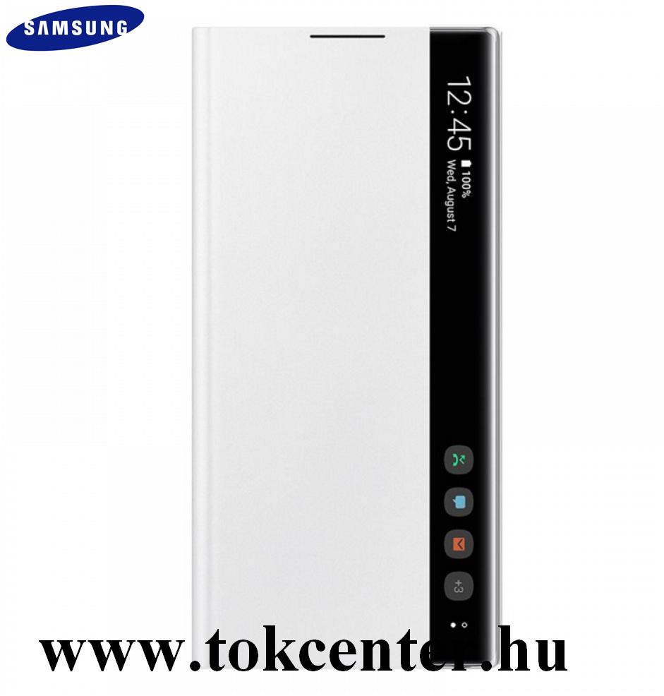Samsung Galaxy Note 10 (SM-N970F) Tok álló (aktív flip, oldalra nyíló, Clear View Cover) FEHÉR