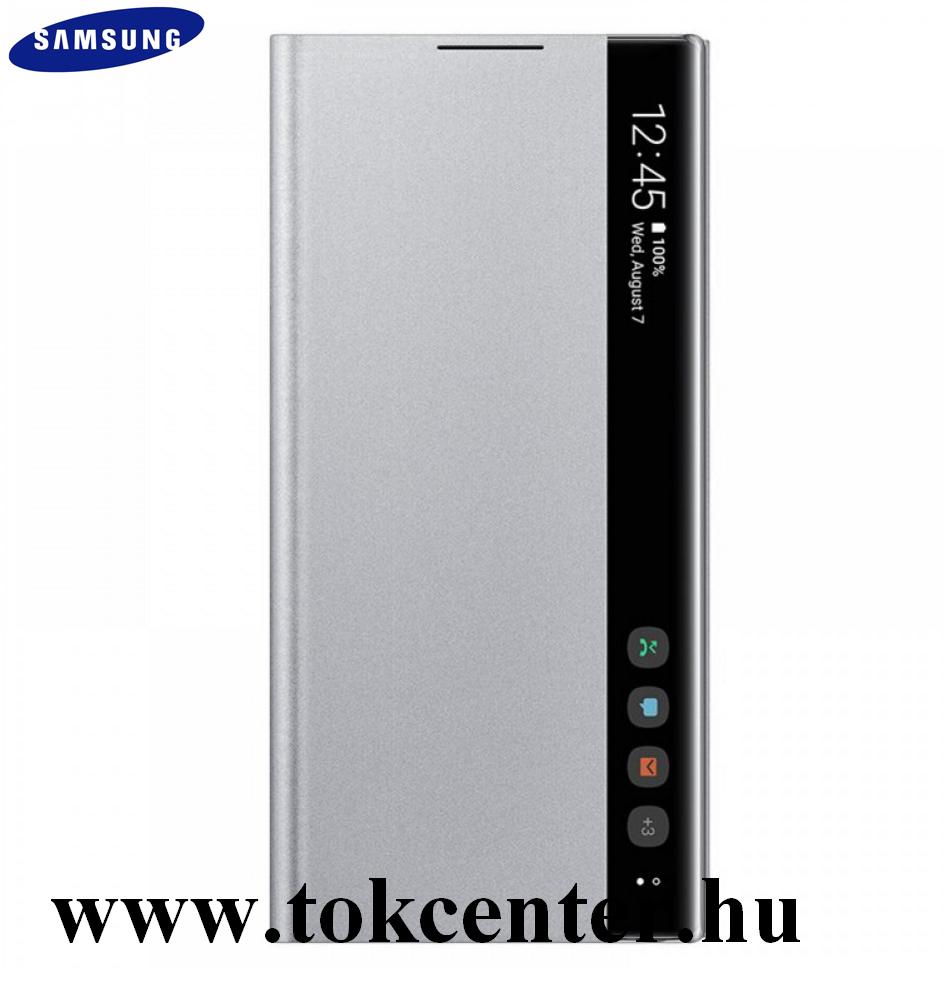 Samsung Galaxy Note 10 (SM-N970F) Tok álló (aktív flip, oldalra nyíló, Clear View Cover) SZÜRKE (EF-ZN970CSEG)