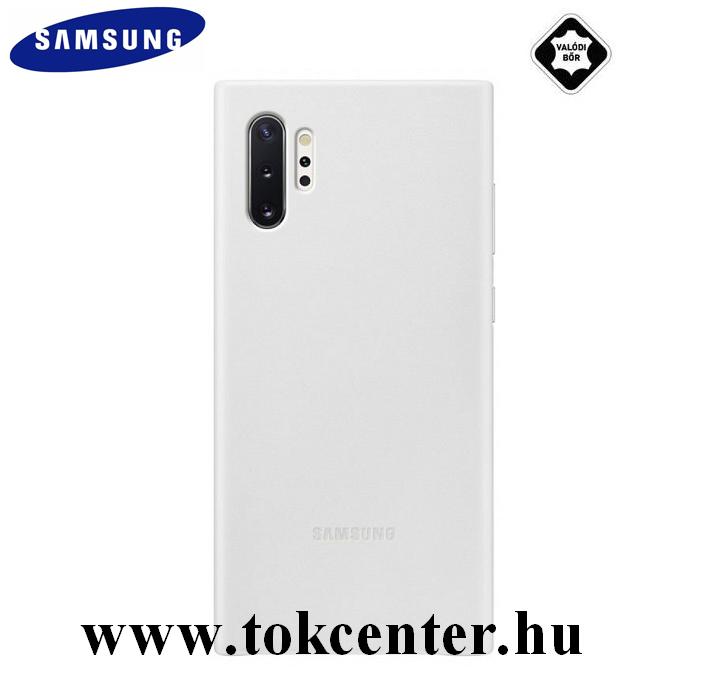 Samsung Galaxy Note 10 Plus (SM-N975F) Műanyag telefonvédő (valódi bőr hátlap) FEHÉR (EF-VN975LWEG)