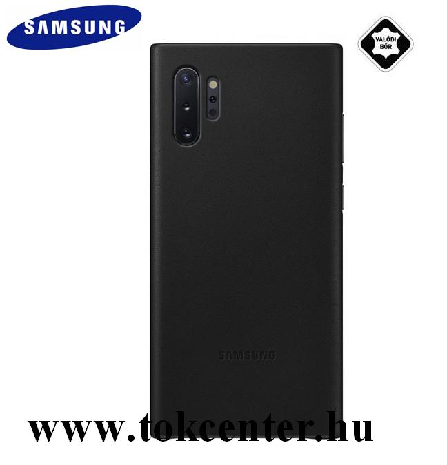 Samsung Galaxy Note 10 Plus (SM-N975F) Műanyag telefonvédő (valódi bőr hátlap) FEKETE (EF-VN975LBEG)