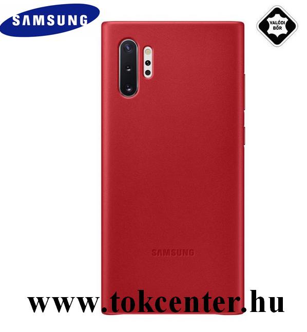 Samsung Galaxy Note 10 Plus (SM-N975F) Műanyag telefonvédő (valódi bőr hátlap) PIROS (EF-VN975LREG)