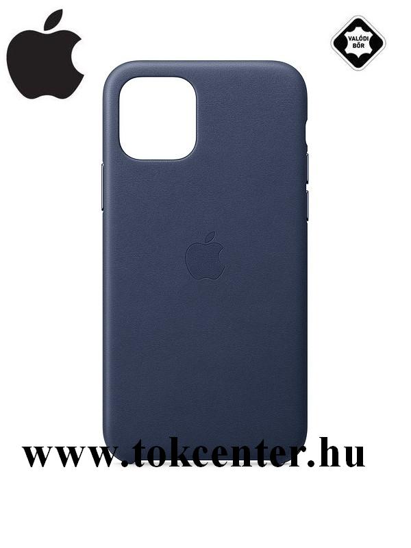 Apple iPhone 11 Pro Műanyag telefonvédő, valódi bőr LEATHER Case ÉJKÉK (MWYG2ZM/A)