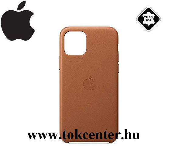 Apple iPhone 11 Pro Műanyag telefonvédő, valódi bőr LEATHER Case VÖRÖSESBARNA (MWYD2ZM/A)