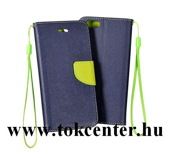 FANCY Apple iPhone 11 2019 (6,1'') sötétkék-zöld szilikon keretes könyvtok	