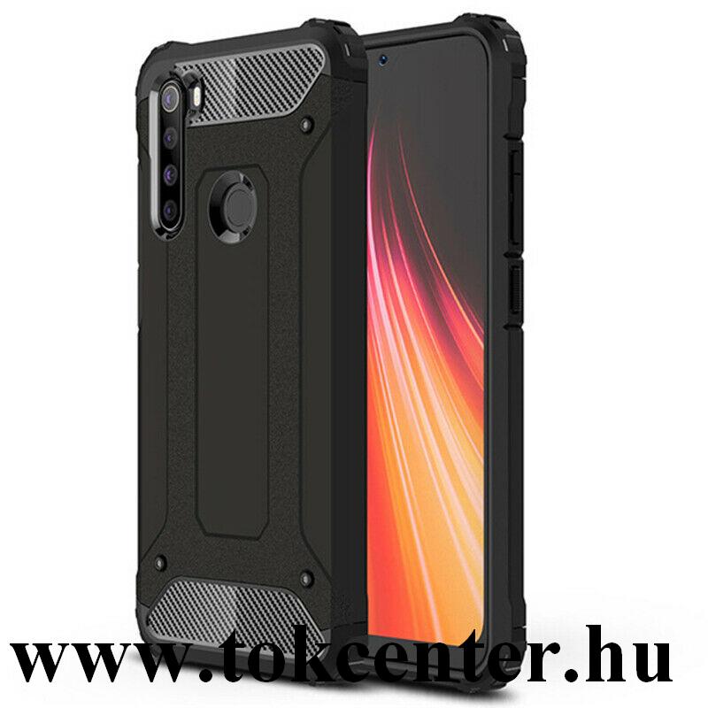 Xiaomi Redmi Note 8 Defender műanyag telefonvédő (közepesen ütésálló, légpárnás sarok, szilikon belső, fémhatás) FEKETE