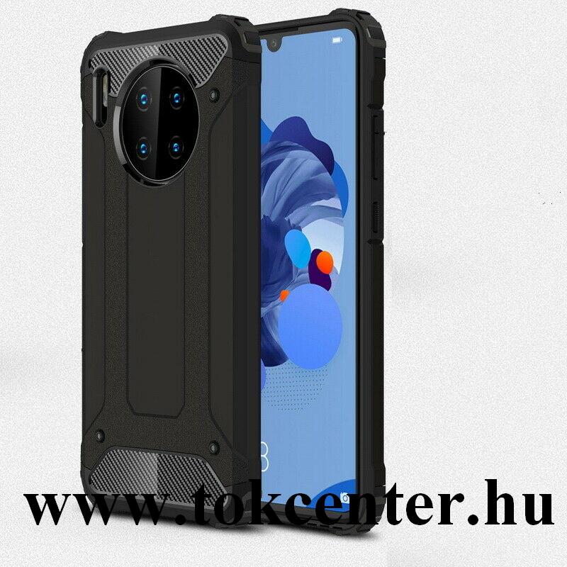Huawei Mate 30 Defender műanyag telefonvédő (közepesen ütésálló, légpárnás sarok, szilikon belső, fémhatás) FEKETE