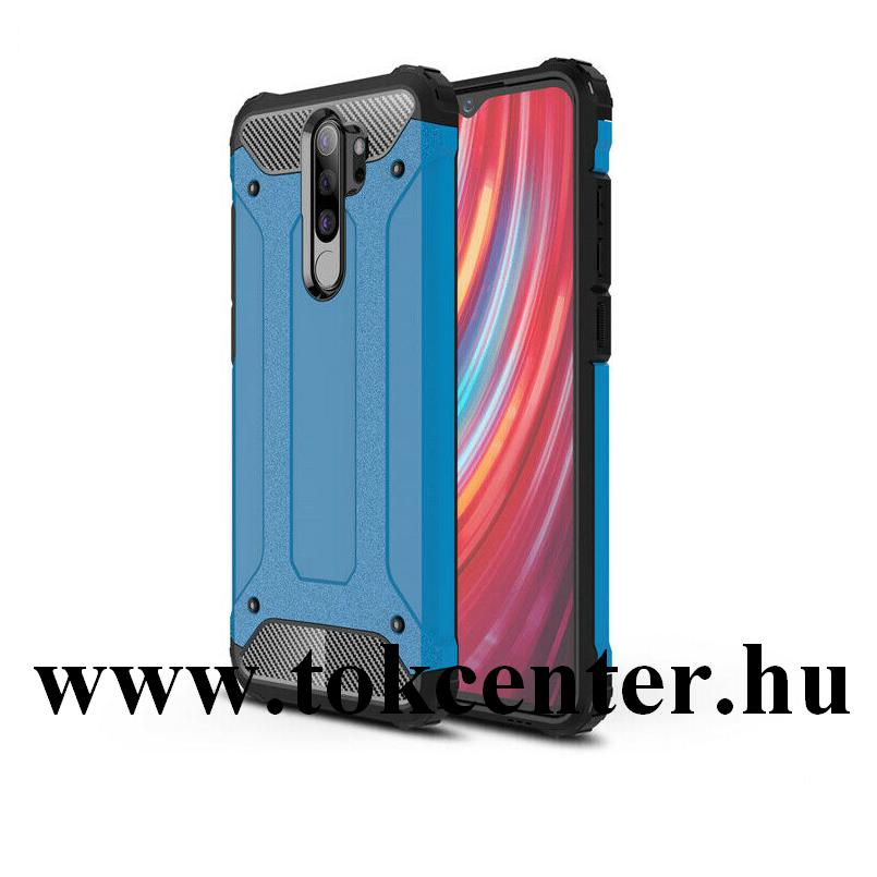 Xiaomi Redmi Note 8 Pro Defender műanyag telefonvédő (közepesen ütésálló, légpárnás sarok, szilikon belső, fémhatás) VILÁGOSKÉK