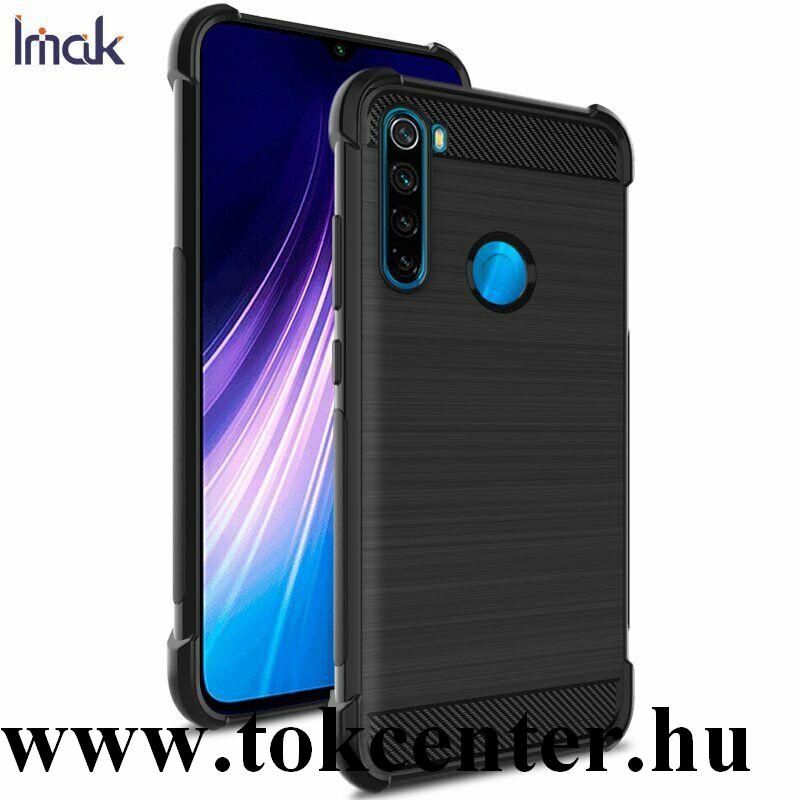 Xiaomi Redmi Note 8 IMAK VEGA szilikon telefonvédő (közepesen ütésálló, légpárnás sarok, szálcsiszolt, karbon minta) FEKETE