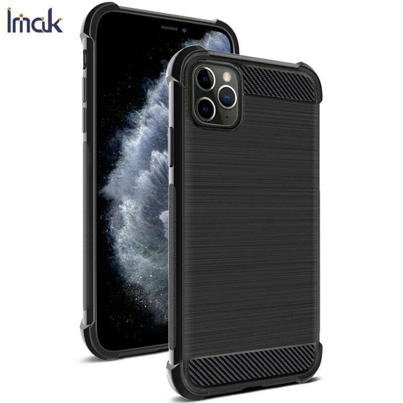 Apple iPhone 11 Pro Max IMAK VEGA szilikon telefonvédő (közepesen ütésálló, légpárnás sarok, szálcsiszolt, karbon minta) FEKETE
