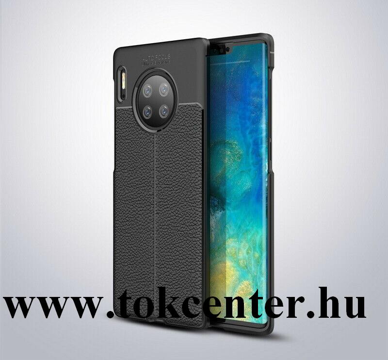 Huawei Mate 30 Pro Szilikon telefonvédő (közepesen ütésálló, bőr hatású, varrás minta) FEKETE