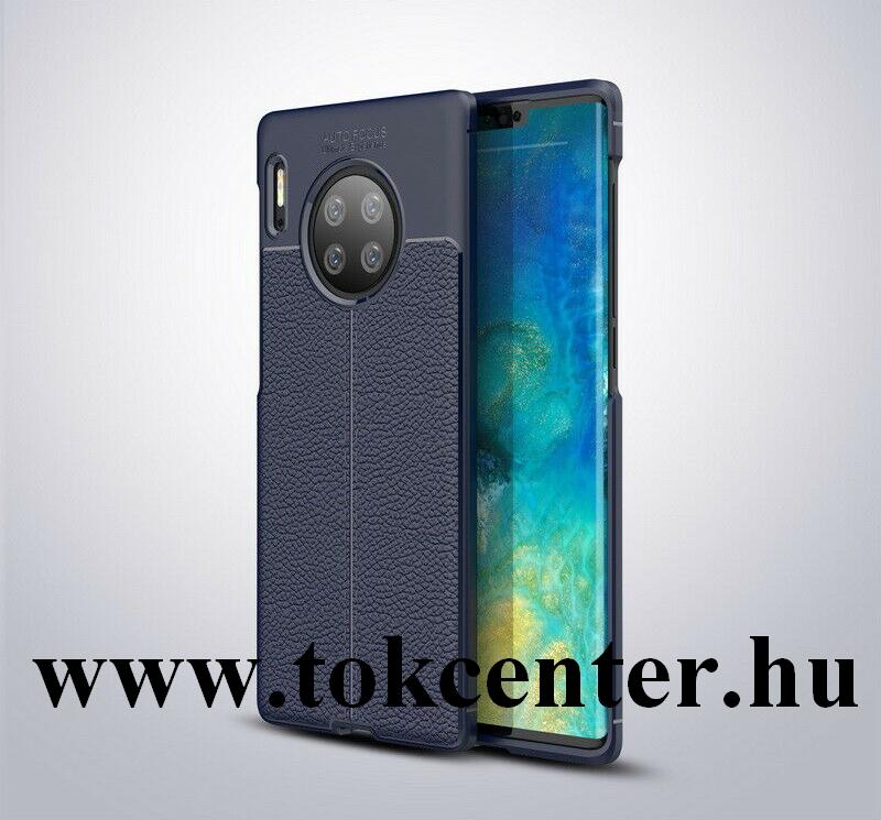 Huawei Mate 30 Pro Szilikon telefonvédő (közepesen ütésálló, bőr hatású, varrás minta) SÖTÉTKÉK