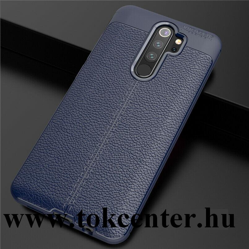 Xiaomi Redmi Note 8 Pro Szilikon telefonvédő (közepesen ütésálló, bőr hatású, varrás minta) SÖTÉTKÉK