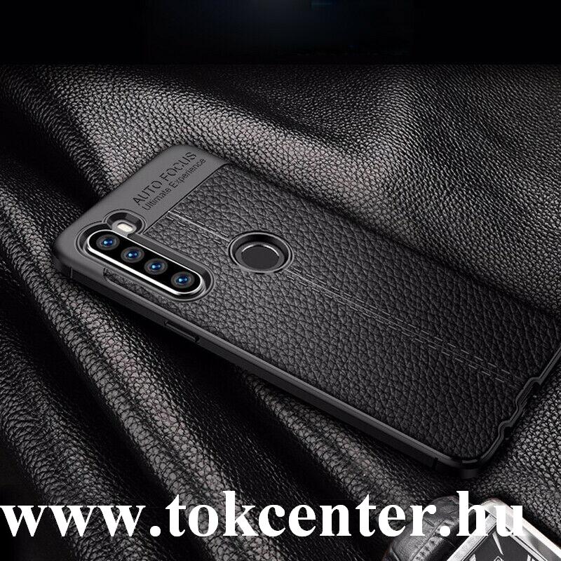 Xiaomi Redmi Note 8 Szilikon telefonvédő (közepesen ütésálló, bőr hatású, varrás minta) FEKETE