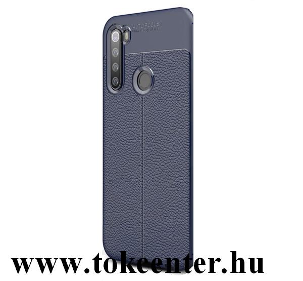 Xiaomi Redmi Note 8 Szilikon telefonvédő (közepesen ütésálló, bőr hatású, varrás minta) SÖTÉTKÉK