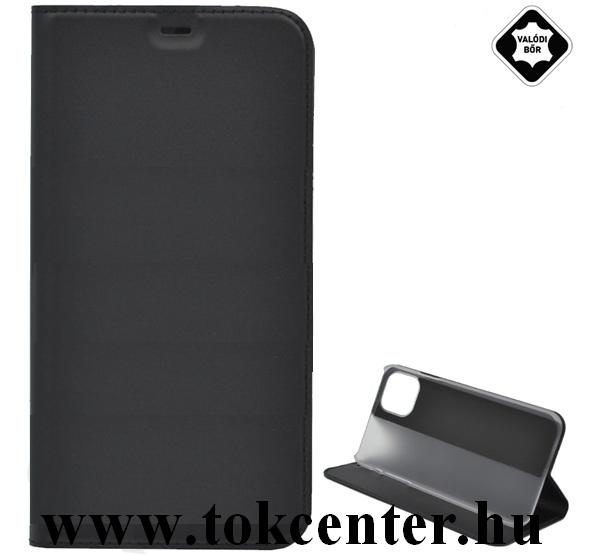 Apple iPhone 11 Pro Max Tok álló, valódi bőr (FLIP, oldalra nyíló, asztali tartó funkció) FEKETE
