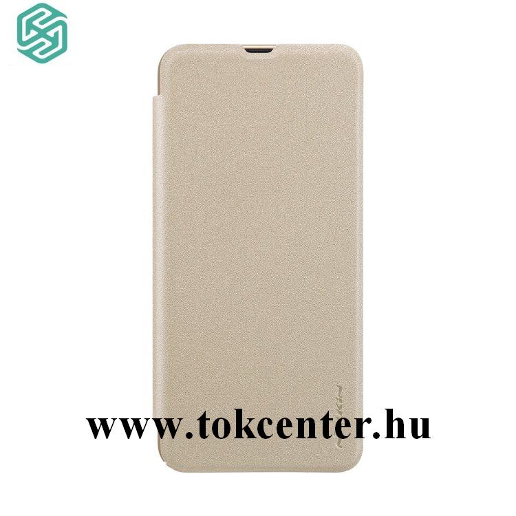 Samsung Galaxy A30s (SM-A307F) /Samsung Galaxy A50 (SM-A505F) NILLKIN SPARKLE műanyag telefonvédő (mikroszálas bőr hatású flip, oldalra nyíló) ARANY