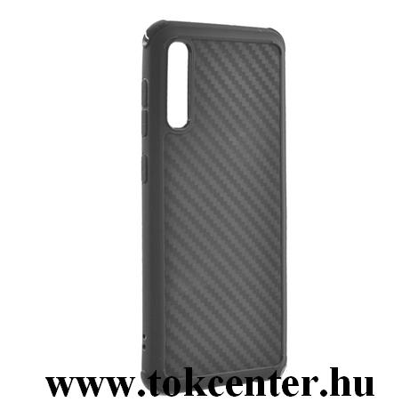 Samsung Galaxy A30s (SM-A307F) /Samsung Galaxy A50 (SM-A505F) ROAR ARMOR CARBON telefonvédő gumi / szilikon (közepesen ütésálló, légpárnás sarok, karbonminta) FEKETE