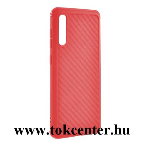 Samsung Galaxy A30s (SM-A307F) /Samsung Galaxy A50 (SM-A505F) ROAR ARMOR CARBON telefonvédő gumi / szilikon (közepesen ütésálló, légpárnás sarok, karbonminta) PIROS