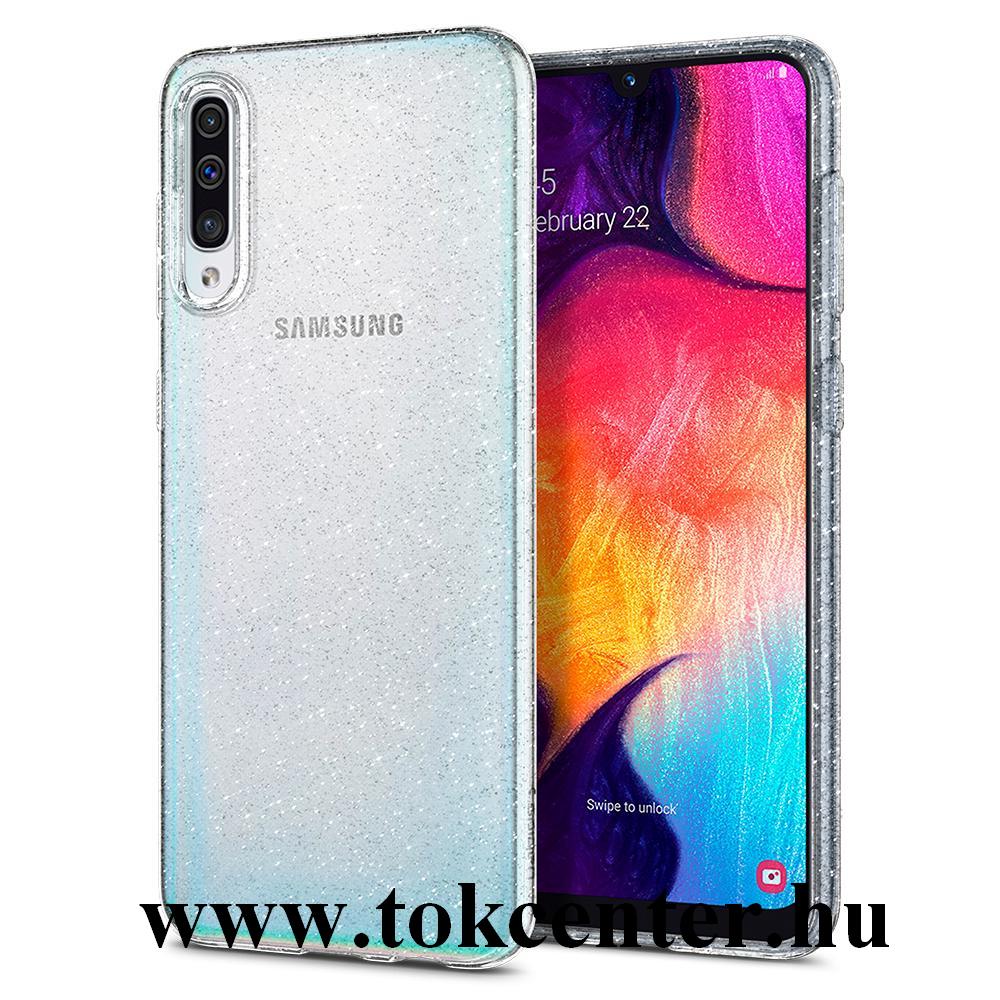 Samsung Galaxy A30s (SM-A307F) / A50 (SM-A505F) / A50s (SM-A507F) SPIGEN LIQUID CRYSTAL szilikon telefonvédő (közepesen ütésálló, csillámporos, légpárnás sarok) ÁTLÁTSZÓ (611CS26441)