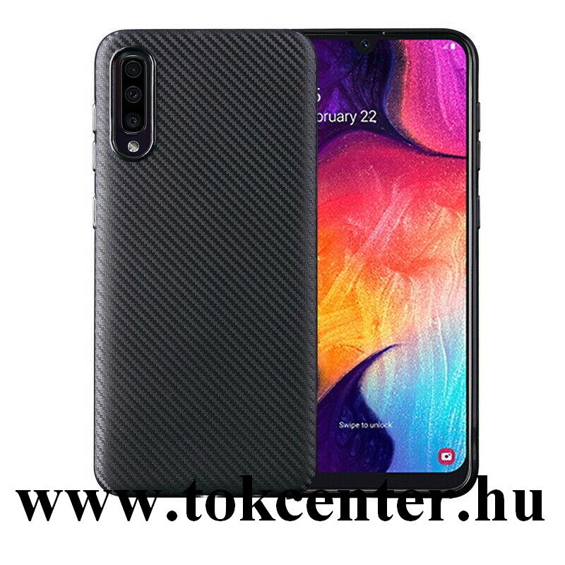 Samsung Galaxy A30s (SM-A307F) /Samsung Galaxy A50 (SM-A505F) Telefonvédő gumi / szilikon (karbonminta) FEKETE