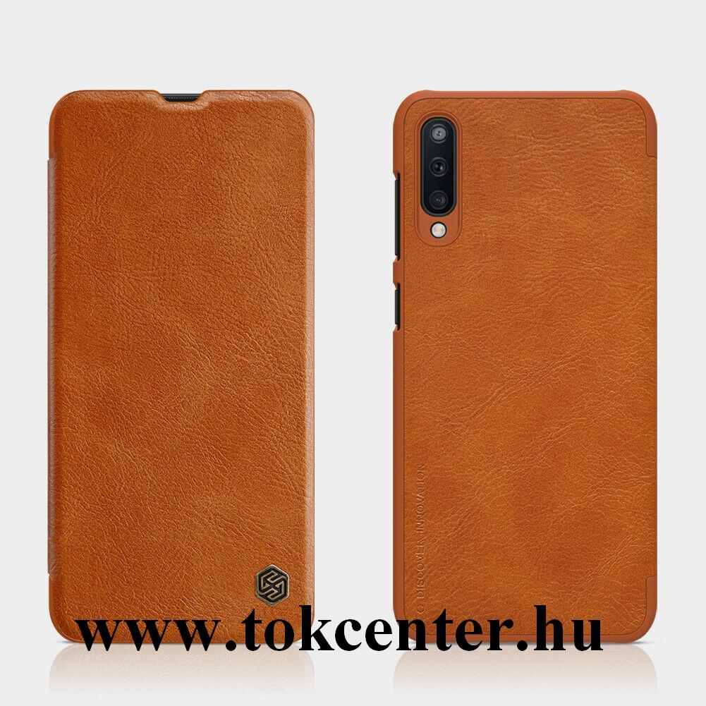 Samsung Galaxy A30s (SM-A307F) /Samsung Galaxy A50 (SM-A505F) NILLKIN QIN tok álló, bőr (FLIP, oldalra nyíló, bankkártya tartó) BARNA
