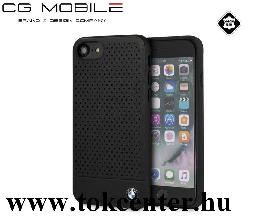 Apple iPhone 7 4.7 / Apple iPhone 8 4.7 / Apple iPhone SE (2020) BMW M műanyag telefonvédő (valódi bőr hátlap, lyukacsos) FEKETE (BMHCI8PEBOBK)