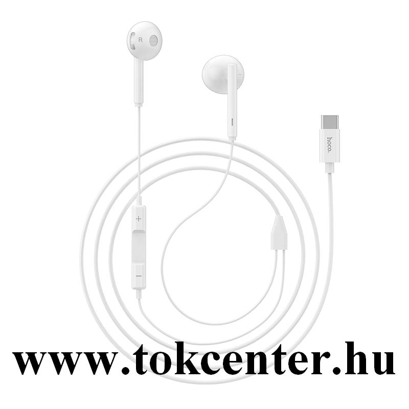 HOCO L10 fülhallgató SZTEREO (Type-C, mikrofon, felvevő gomb, hangerőszabályzó) FEHÉR